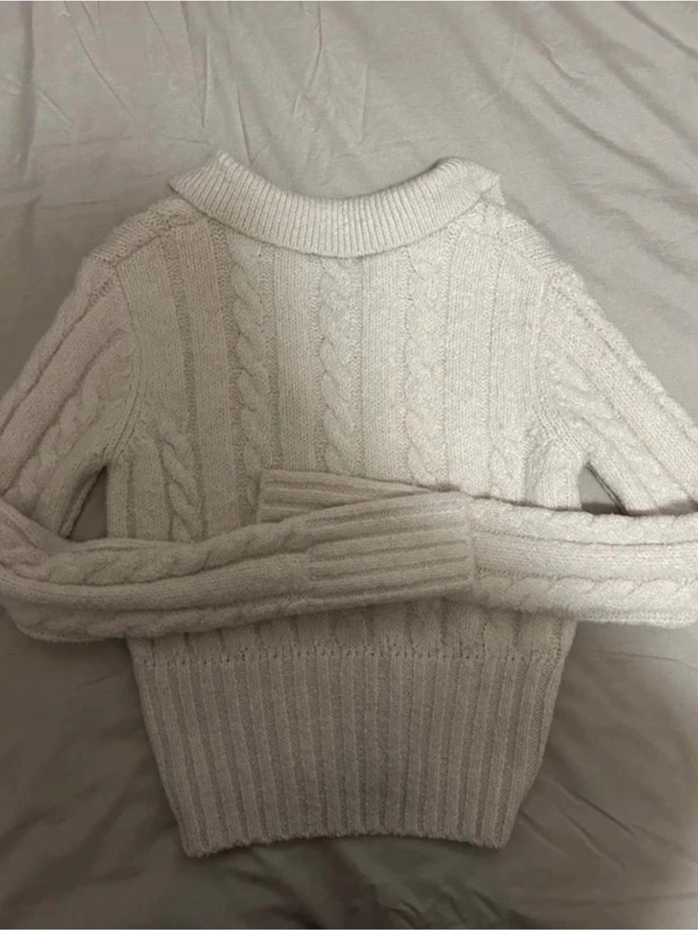 Princess Polly Cream Cable Knit Turtleneck Sweater